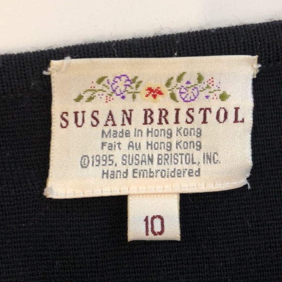 Susan Bristol VTG sweater pleated skirt set holiday  with floral red black SZ 10 - Picture 13 of 16